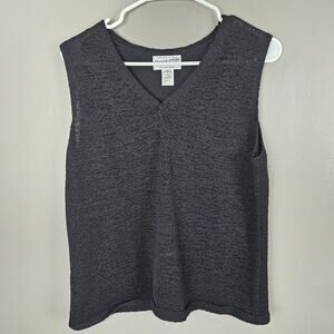 Pendleton Vintage Basic Black V Neck Minimalist  Tank Top Size Large